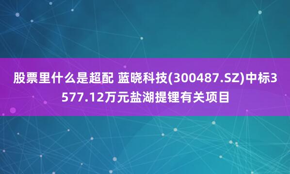 股票里什么是超配 蓝晓科技(300487.SZ)中标3577.12万元盐湖提锂有关项目