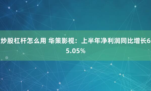 炒股杠杆怎么用 华策影视：上半年净利润同比增长65.05%